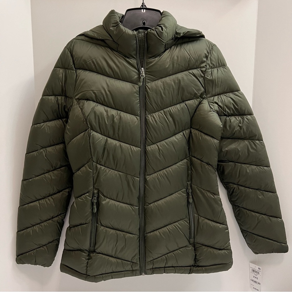 NWT CHARTER CLUB Women's Packable Hooded Puffer Coat-Olive Green - Picture 2 of 15